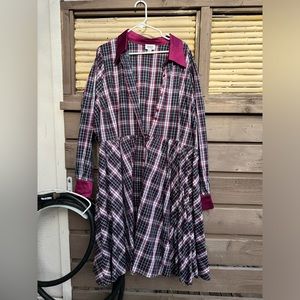 Unique Vintage Plus Size Plaid 60s Swing Dress